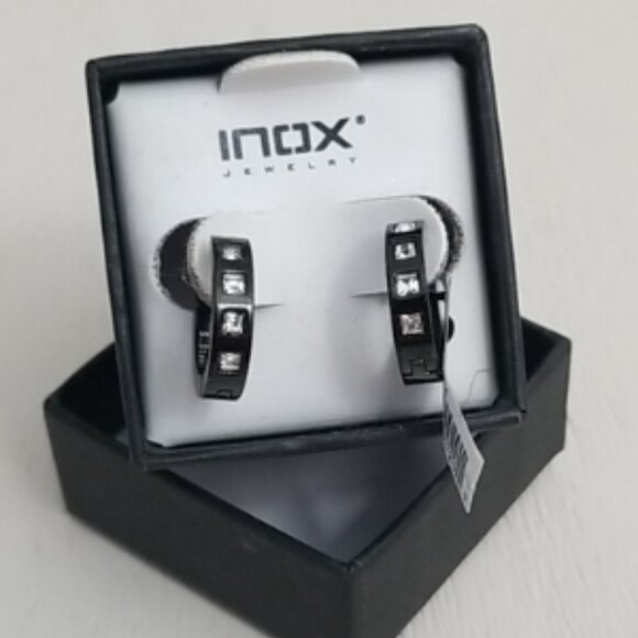 INOX Stainless Steel Unisex Mini Hoop Earrings - Picture 1 of 5
